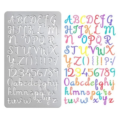 Metallschablone zum Basteln mit Buchstaben, Zahlen und Blumenmotiven für vielsei - Bild 1 von 4