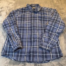 Eddie Bauer Classic Fit Plaid Long Sleeve Button Up Shirt Blue Mens Size Large