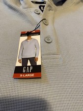 GAP Waffle Henley Hoodie Mens Extra Large Light Blue Pullover New With Tags