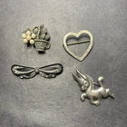 STERLING SILVER 925 lot Brooch V30 Heart Bow Basket Donkey Horse Fancy Vintage