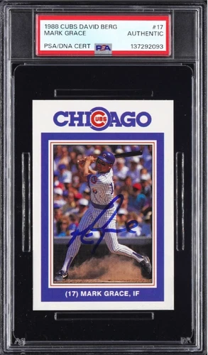 1988 Cubs David Berg #17 Mark Grace Signed Rookie Card Autograph RC Auto PSA