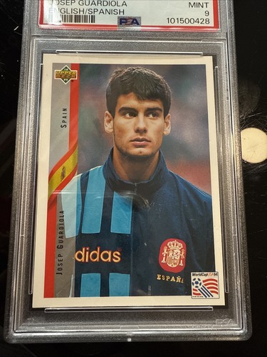 1994 Upper Deck World Cup #187 Josep Pep Guardiola RC Rookie Spain PSA 9 Mint - Picture 3 of 6