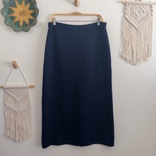 St. John Navy Santana Knit Midi Skirt