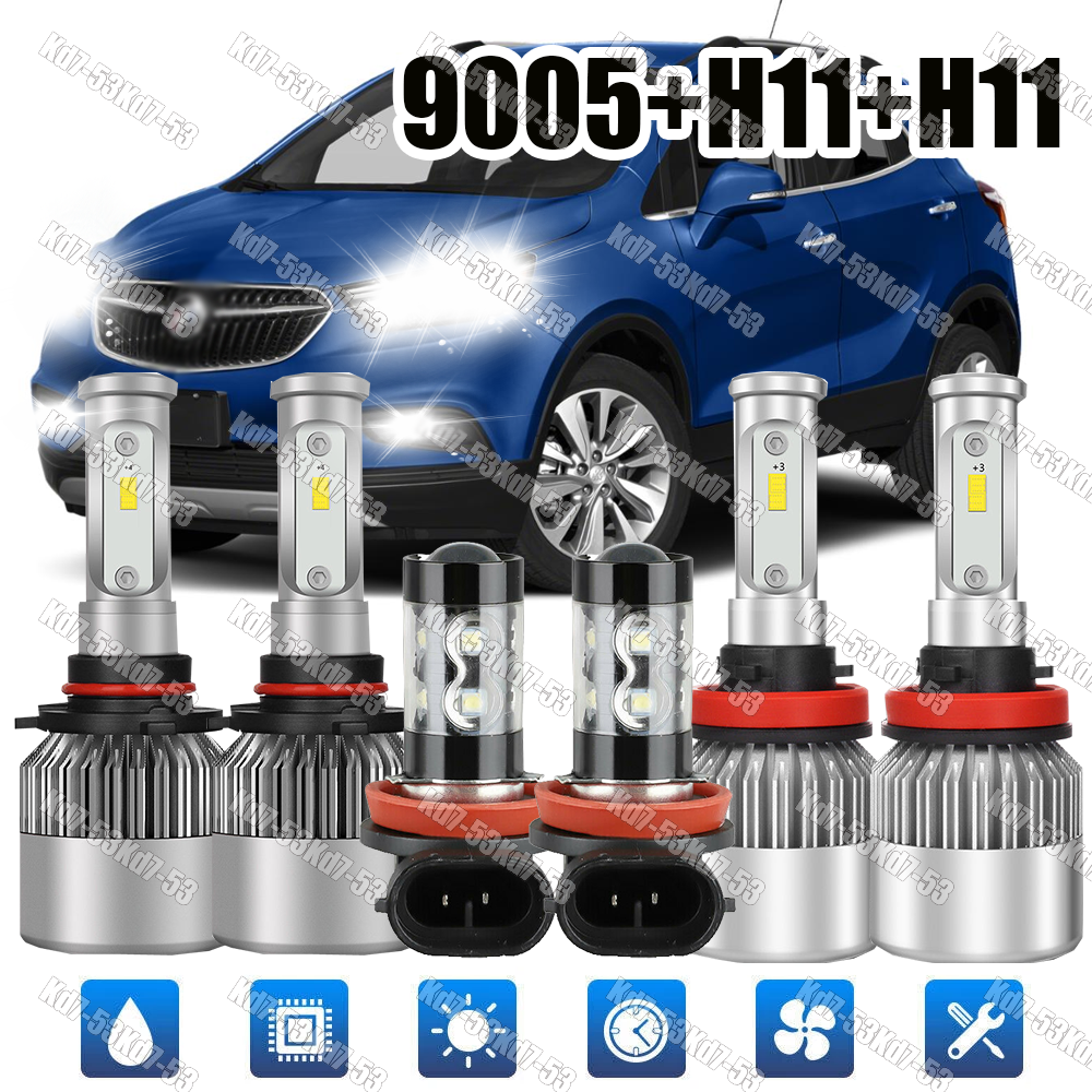 For Buick Encore 2013-2019 6X Combo LED Headlight Hi/Lo Beam + Fog Light Bulbs