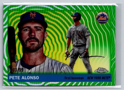2025 Topps Chrome Platinum Anniversary Pete Alonso Green Vibrations /99
