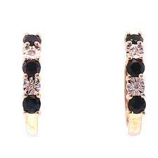 9ct Yellow Gold Sapphire & Diamond Huggie Earrings 0.72ct Gemstones 2.3g
