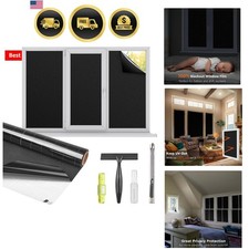 Blackout Window Privacy Film Total Light Blocking Room Darkening Window Cover...