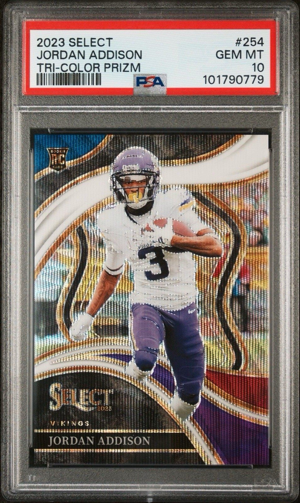 2023 Panini Select - Club Level Jordan Addison #254 Tri-Color Prizm /149 (RC)