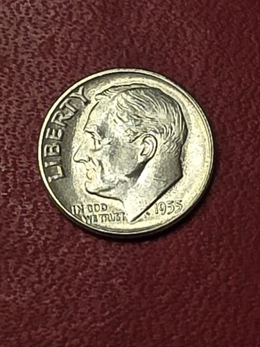 1955 P  ROOSEVELT DIME Bright White Lustrous Choice BU     FINE SILVER  COIN