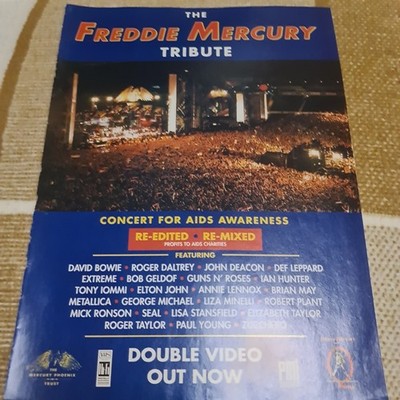 Vintage FREDDIE MERCURY TRIBUTE CONCERT VIDEO ADVERT A4 POSTER KERRANG MAGAZINE