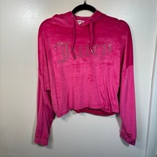 Juicy Couture Hoodie Women Sz M Pink Rhinestone Velour Sleepwear 3263-118