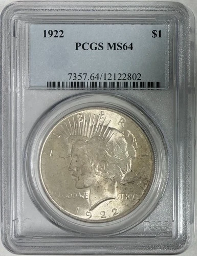 1922 Silver Peace Dollar, PCGS MS-64