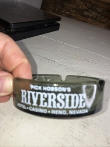 Pick Hobson’s Riverside Hotel Ashtray Glass 3.5” Vtg Topaz Lodge Casino Reno
