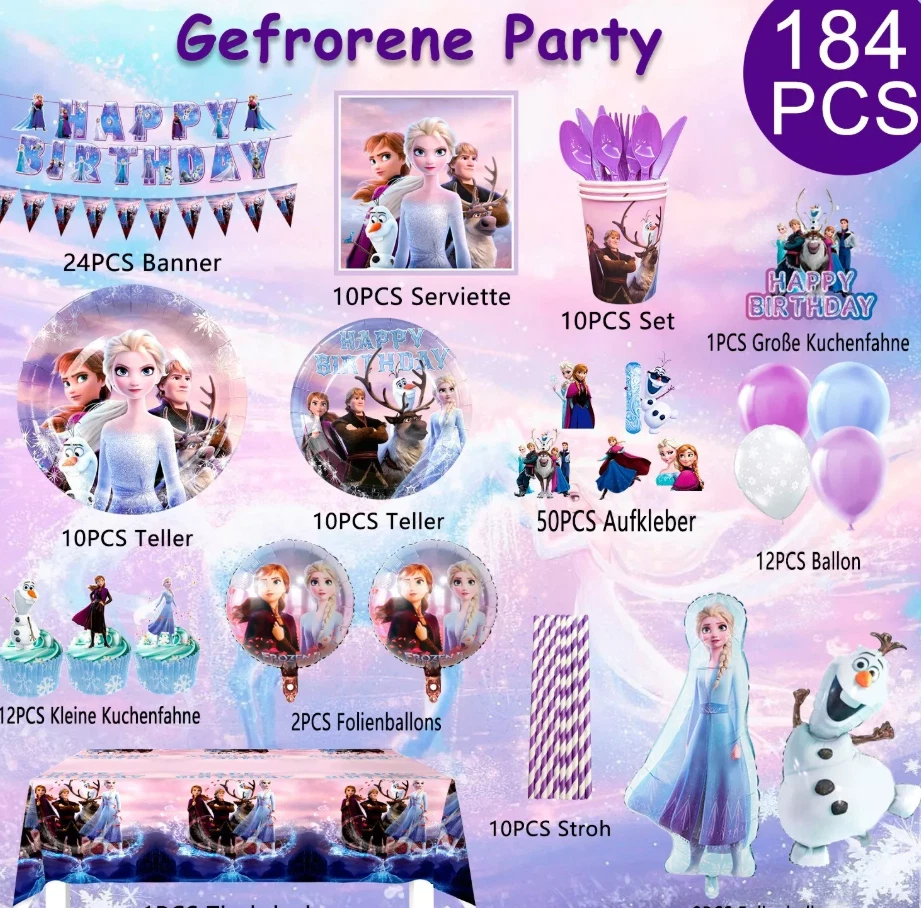 Frozen Kinder Party Deko – Eiskönigin Geburtstag Set mit Ballons - Bild 2 von 4