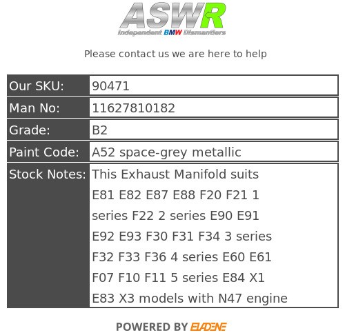 BMW Exhaust Manifold Diesel N47 E87 F20 E90 1 3 SERIES 11627810182 - Bild 9 von 13