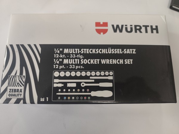 WÜRth 33-Tlg. Zebra Knarrenkasten 1/4 Zoll Multist.-Sortiment Neu!!!!!!!-image