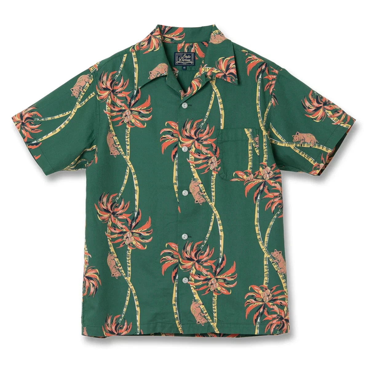 STUDIO D'ARTISAN 5742 Aloha Shirt Green Front