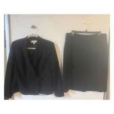 Le Suit Essentials Black Skirt Suit Set Bow Detail Blazer 14P Petite As is