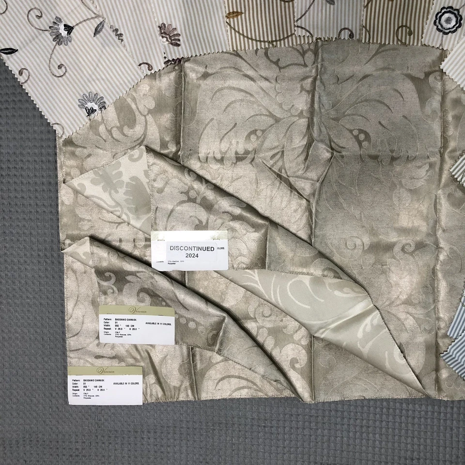 Vervain Fabric Swatches 14pc Viscose Poly Damask Striped Floral Designer Craft - Image 4 of 4