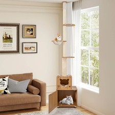 Floor to Ceiling Cat Tree for Indoor Cats 101"-108.5" Height Adjustable Tall