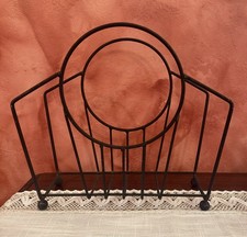 Vintage Mid Century Modern Magazine Rack Record Holder Iron Ball Feet