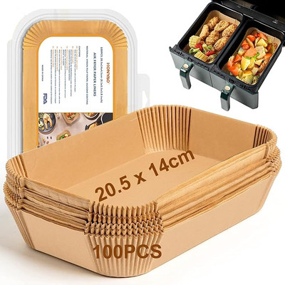 100x Backpapier fü Heißluftfritteuse Kompatibel mit Ninja Dual Zone Double Stack