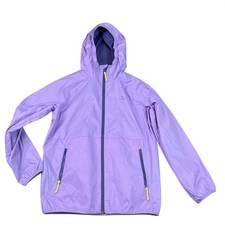 L.L. Bean Windbreaker Kids L 14-16 Purple Ripstop Hooded Full Zip Jacket 524980