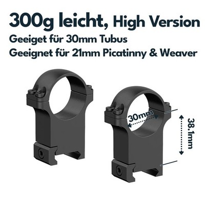 Vector Optics Stahl-Montage für 30mm Tubus, 21mm Picatinny/Weaver Höhe 1,5'' (38,