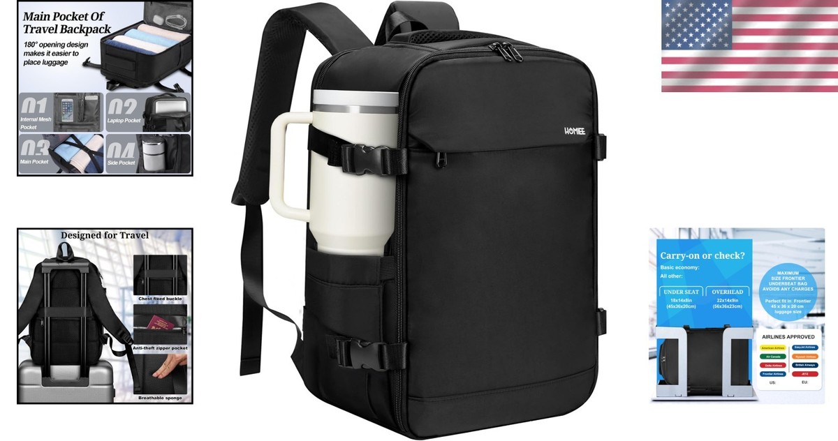 Ergonomic 32L Black Laptop Backpack with Anti-Theft Design - Airline Friendly Ergonomic 32L Black Laptop Backpack with Anti-Theft Design - Airline Friendly