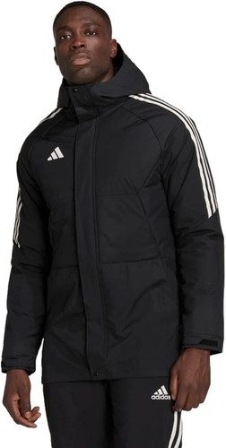 Black Parka Jacket Hood Insulated Winter Coat Men's SZ M Soccer Football Stadium - Picture 2 of 17
