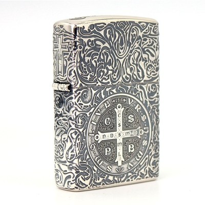Zippo Constantine Feuerzeug Custom/Full Sides Engraving Chrome St. Father Edi...