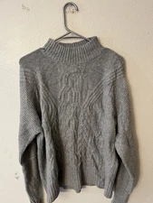 Simply Vera Vera Wang Blend Knit Mock Neck Gray Sweater in Women's Sz Large
