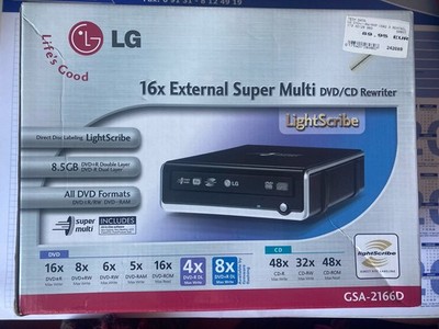 LG 16x External Super Multi DVD/CD Rewriter, GSA-2166D, All DVD Formats