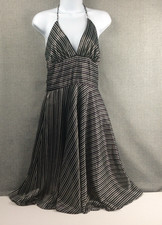 Alyn Paige New York B&W Diagonal Striped Halter Fit & Flare Dress No Size Tag