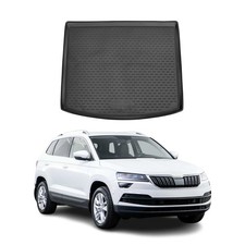 Kofferraummatte Kofferraumwanne für Skoda Karoq 2017-2021 Gummi TPE Schwarz
