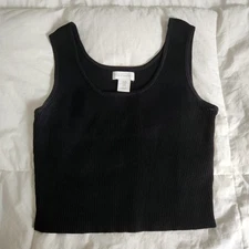 House of Harlow 1960 Tank Top Womens Medium Black Crop Ribbed Stretch