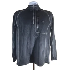 Champion Black Half Zip Top Men's Size Medium Long Sleeve Sports Casual Classic