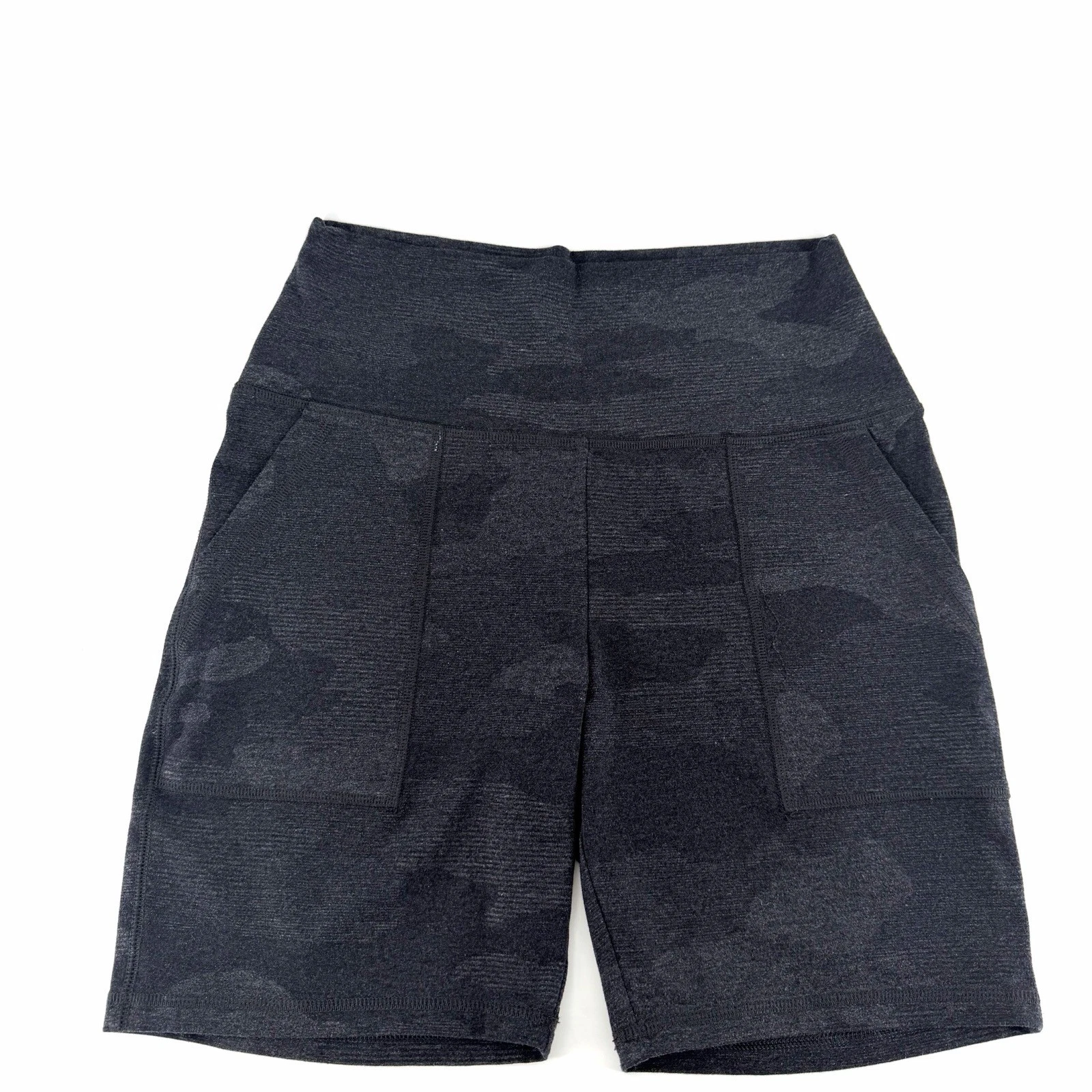 Aerie Black Camo High Waisted Bike Shorts L with Pockets Gym Casual Athleisure