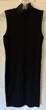 The Limited Womens SMALL Dress Black Ribbed Turtle Neck Sleeveless Knee Length