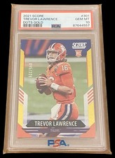 Trevor Lawrence 2021 Score Dots Gold 95/225 Rookie Card PSA 10. rookie card picture