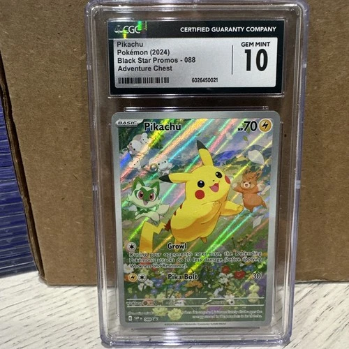 CGC 10 Pikachu SVP 088 Black Star Promo Adventure Chest Holo Pokemon Card psa2