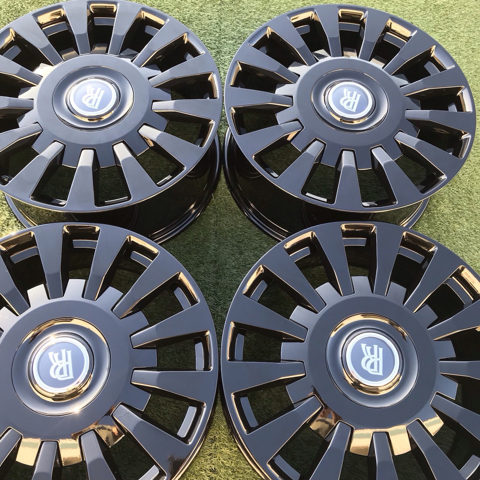 22 ROLLS ROYCE PHANTOM GLOSS BLACK RIMS STOCK OEM 6883747 6883748 WHEELS
