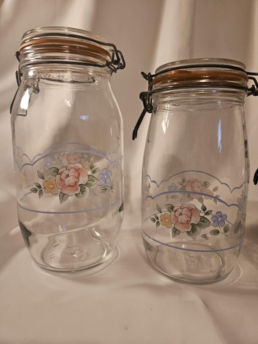 Vtg Arc Niveau De Remplissage France Glass Canning Jars Cannister Set of 4 - Picture 2 of 17