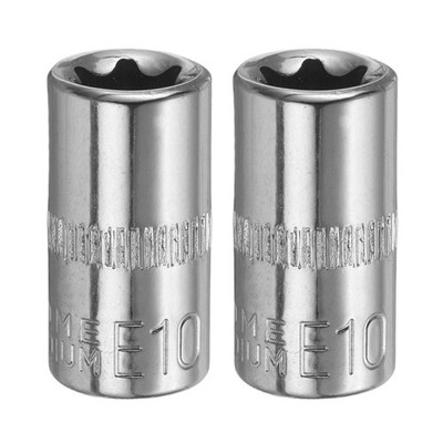 2pcs E-Torx Socket 1/4'' Drive E10 External Torx Deep Socket 1'' Star Sockets
