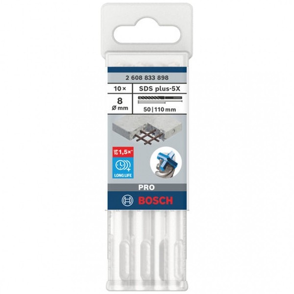 Bosch PRO Hammerbohrer Sds-Plus-5X, 8 X 50 X 110 Mm, (10 Stk.)-image