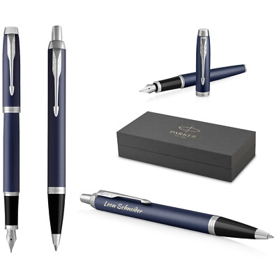 Parker IM Core Schreibset Füller+Kugelschreiber Matte Blue C.C. mit Gravur