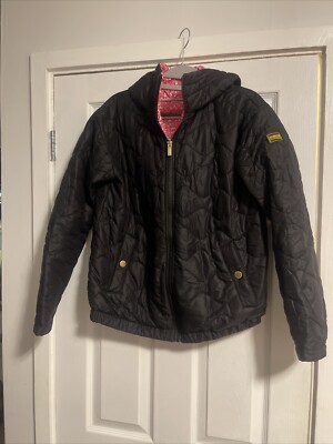 Girls Barbour International Black Padded Reversible Jacket Age 14