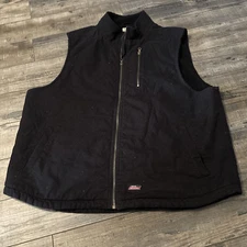 Dickies Canvas Sherpa Lined Work Vest 2XL Black Utility Chore Logo Adult
