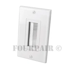 Brush Style Bristle Opening Decor Bulk Cable Wire Wall Plate Face Plate - White