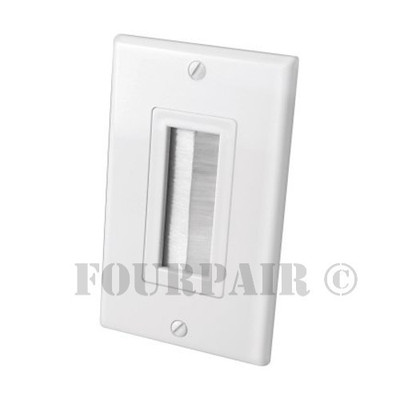 Brush Style Bristle Opening Decor Bulk Cable Wire Wall Plate Face Plate - White